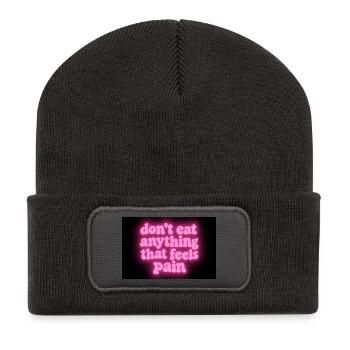 Werde vegan und rette die Tiere - Recycelte Patch Beanie - Dunkelgrau - Vorne
