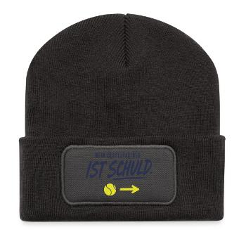 Mein Doppelpartner ist schuld Lustiges Doppel - Recycelte Patch Beanie - Dunkelgrau - Vorne