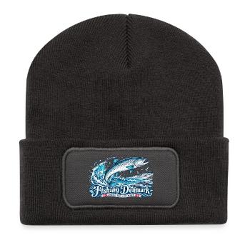 Dänemark Fischerei Wellen-Logo - Recycelte Patch Beanie - Dunkelgrau - Vorne