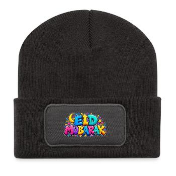 Eid Mubarak Graffiti Kids: Das zu stilvolle Geschenk - Recycelte Patch Beanie - Dunkelgrau - Vorne