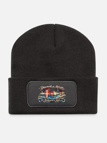 Dänemark im Herzen – Nordsee Wind - Recycelte Patch Beanie - Dunkelgrau