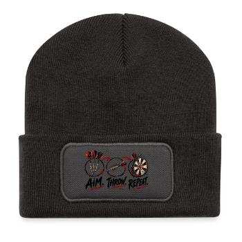 Dart Dartspieler One hundred eighty Dartpfeile - Recycelte Patch Beanie - Dunkelgrau - Vorne