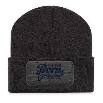 Born in October 1976 - Geburtstag - Geschenk - Recycelte Patch Beanie - Dunkelgrau - Vorne