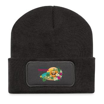Paradise Tropical Pumpkin Exotische Blumen - Recycelte Patch Beanie - Dunkelgrau - Vorne