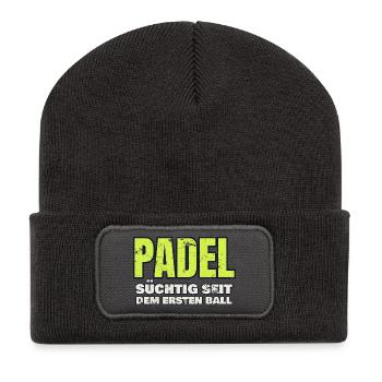 Padel - süchtig seit dem ersten Ball - Vintage - Recycelte Patch Beanie - Dunkelgrau - Vorne