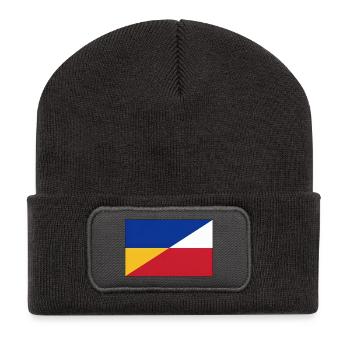 Ukraine-Polnische Flagge – Ukrainische und Polnische Einheit - Recycelte Patch Beanie - Dunkelgrau - Vorne