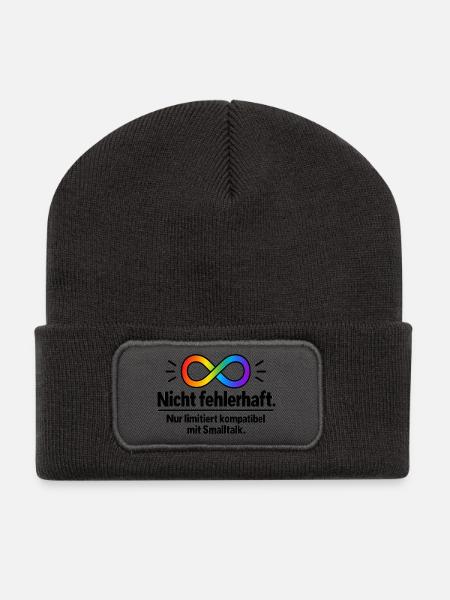 Nichtfehlerhaft Infinity Regenbogen - Recycelte Patch Beanie - Dunkelgrau