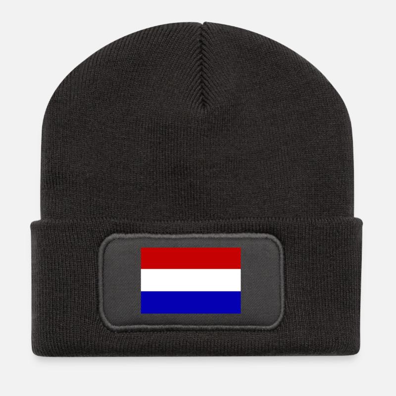 Netherlands flag - Recycled Patch Beanie - dark grey