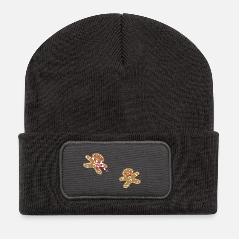 leckerer lustiger Lebkuchenmann - Recycelte Patch Beanie - Dunkelgrau