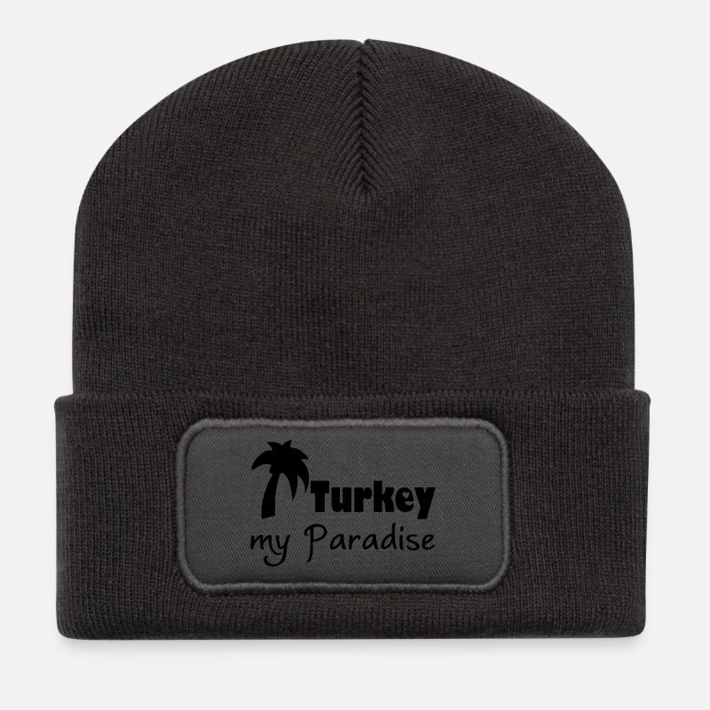 Turkey Paradise Türkei Urlaub Geschenk - Recycelte Patch Beanie - Dunkelgrau