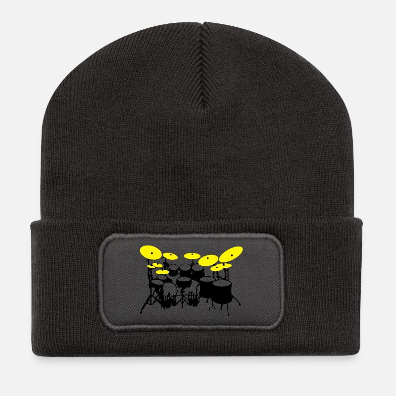grand kit de batterie - Beanie recyclé à patch - charbon