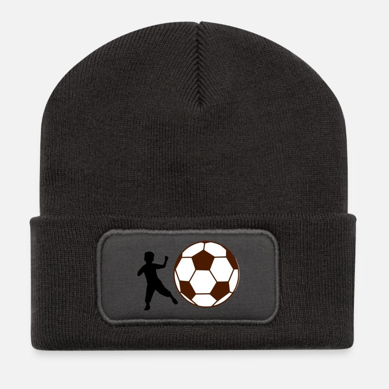 Kind Fußball - Recycelte Patch Beanie - Dunkelgrau