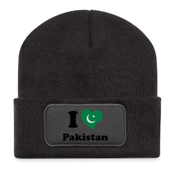 I love Pakistan - J'aime le Pakistan - Beanie recyclé à patch - charbon - Devant