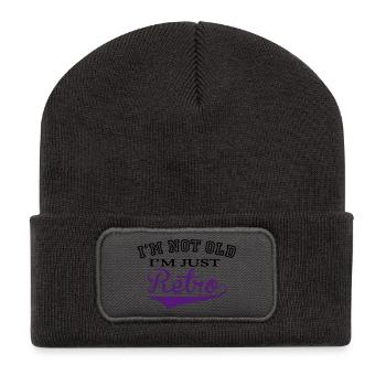 Not Old....Retro - 2 Colour - Recycelte Patch Beanie - Dunkelgrau - Vorne