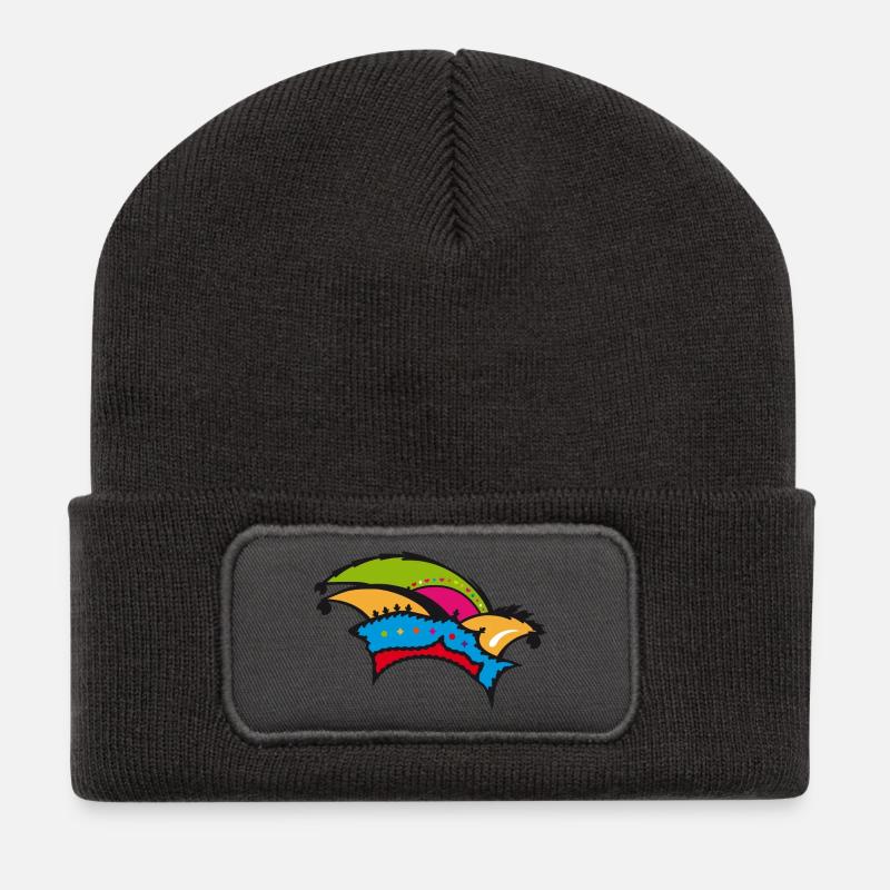 Eine Narrenkappe für den Karneval - Recycelte Patch Beanie - Dunkelgrau