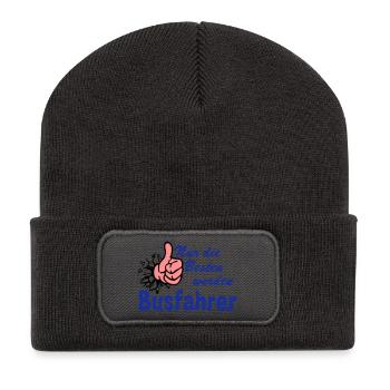 Busfahrer Bus Omnibus nur die besten (25) - Recycelte Patch Beanie - Dunkelgrau - Vorne