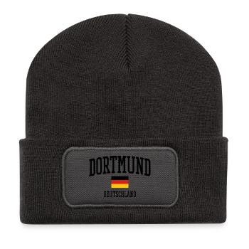 Dortmund Germany Flag Design - Recycled Patch Beanie - dark grey - Front