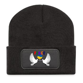 Coeur paix ukraine pigeons couleurs Paix - Beanie recyclé à patch - charbon - Devant