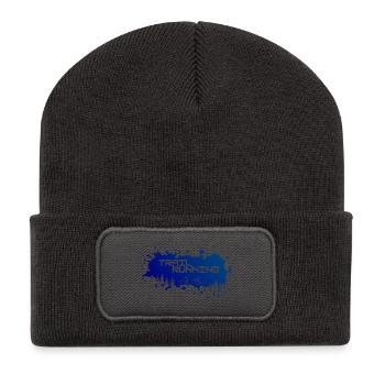 Trail running, mountains and forest of white splashes of color - Recycled Patch Beanie - dark grey - Front