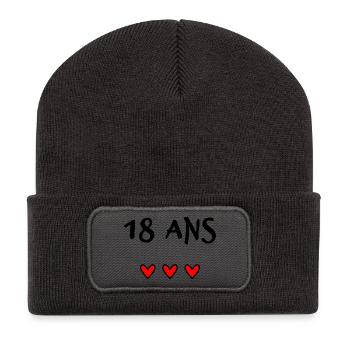 18. 18 ANS. 18e ANNIVERSAIRE. ANNIVERSAIRE 18 ANS. - Beanie recyclé à patch - charbon - Devant