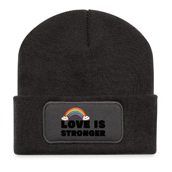 Love is stronger. LGBT - Recycled Patch Beanie - dark grey - Front