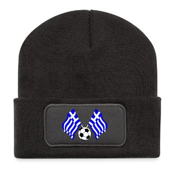 Two Greek flags crossed football Greece - Recycled Patch Beanie - dark grey - Front