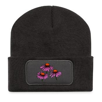 Coneflower - Flower - Recycled Patch Beanie - dark grey - Front