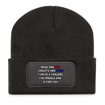 Rose are red, violets are blue... Humor, fun # - Recycled Patch Beanie - dark grey - Front