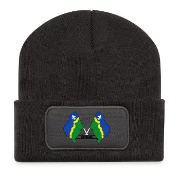 Deux drapeaux texte FLEVOLAND - Beanie recyclé à patch - charbon - Devant