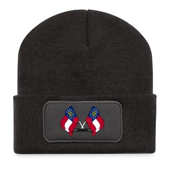 Deux drapeaux texte GÉORGIE - Beanie recyclé à patch - charbon - Devant