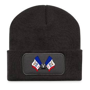 Texte à deux drapeaux IOWA - Beanie recyclé à patch - charbon - Devant