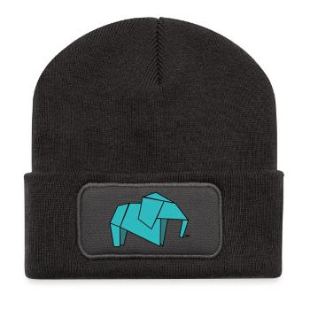 Origami Elephant - Recycled Patch Beanie - dark grey - Front
