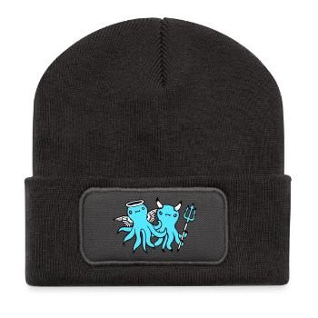 2 Octopus Devil Angel Heaven Hell Team Friends - Beanie recyclé à patch - charbon - Devant