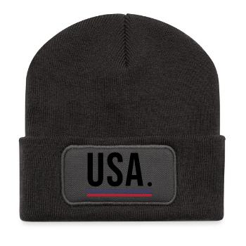 USA – Bold Streetwear Shirt 🇺🇸 - Recycled Patch Beanie - dark grey - Front