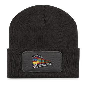 Railway colours seasons, year-round delay - Recycled Patch Beanie - dark grey - Front