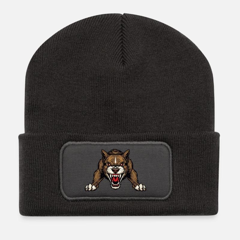 Hund - Recycelte Patch Beanie - Dunkelgrau