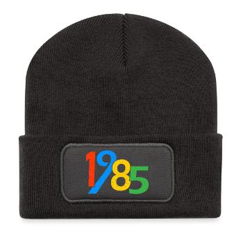 40. Geburtstag Jahrgang 1985 40 Jahre Geschenke - Recycelte Patch Beanie - Dunkelgrau - Vorne