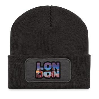 London Skyline in Letters - Recycled Patch Beanie - dark grey - Front