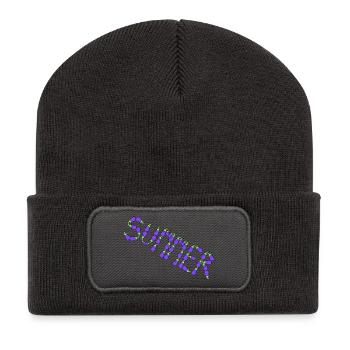 Aubergine d’été - Beanie recyclé à patch - charbon - Devant