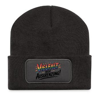 Vielfalt statt Ausgrenzung - Cool Pride Logo - Recycelte Patch Beanie - Dunkelgrau - Vorne