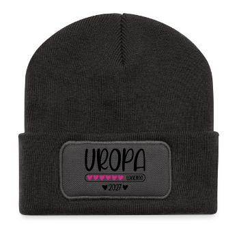 Uropa 2027 loading mit Herzchen Ladebalken - Recycelte Patch Beanie - Dunkelgrau - Vorne