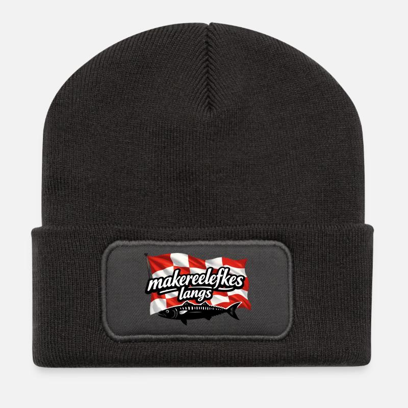 makereelefkes_langs - Recycelte Patch Beanie - Dunkelgrau