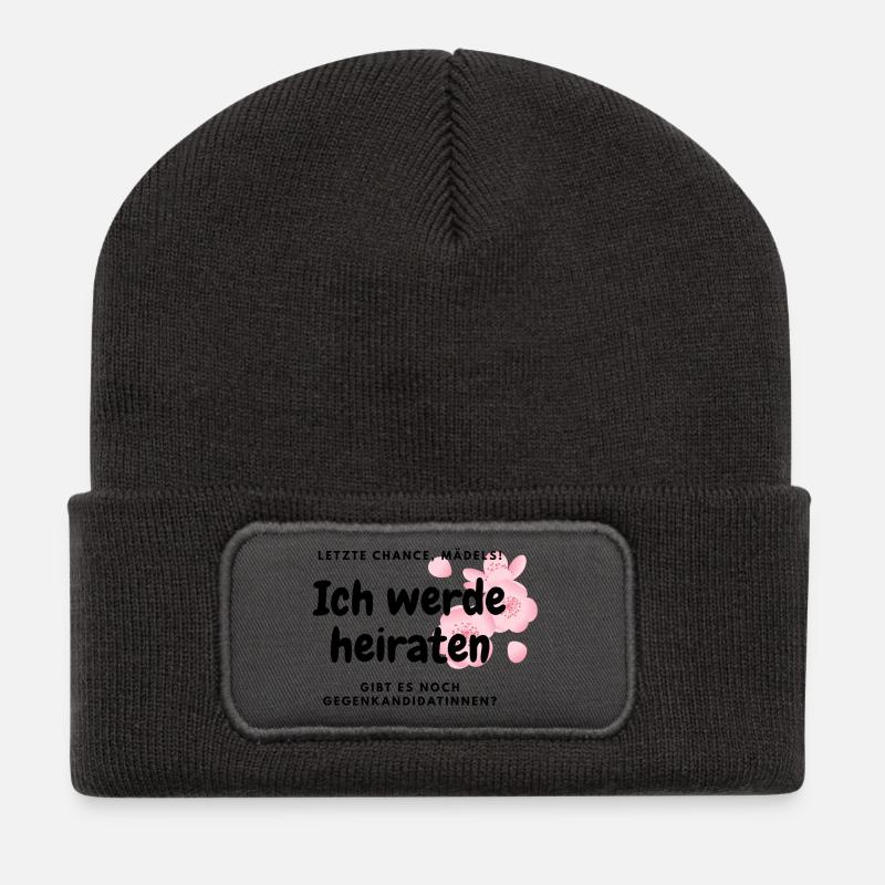 Junggesellenabschied - letzte Chance, Mädels! - Recycelte Patch Beanie - Dunkelgrau
