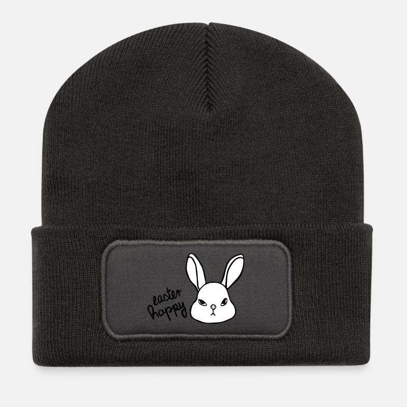 Sarcastic Easter Bunny - Easter Happy Bunny - Recycled Patch Beanie - dark grey