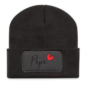 DAD. FATHER'S DAY. HAPPY FATHER'S DAY. HAPPY BIRTHDAY. - Recycled Patch Beanie - dark grey - Front