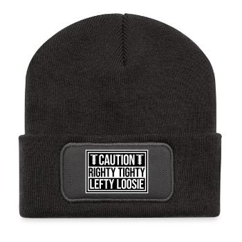 Righty Tighty Lefty Loosie Lustig Heimwerker Logo - Recycelte Patch Beanie - Dunkelgrau - Vorne