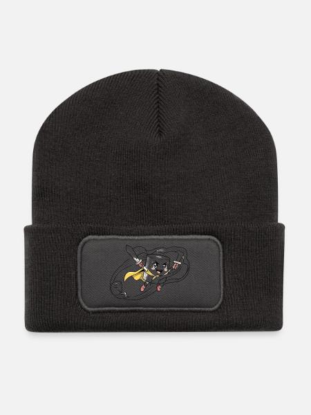 Klopapier-Ninja Superheld - Recycelte Patch Beanie - Dunkelgrau