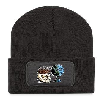 Belüftung von Schädel und Gehirn - Recycelte Patch Beanie - Dunkelgrau - Vorne