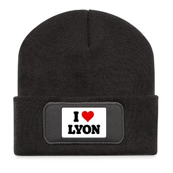 Ich liebe Lyon, ich liebe Lyon – Amour Ville - Recycelte Patch Beanie - Dunkelgrau - Vorne