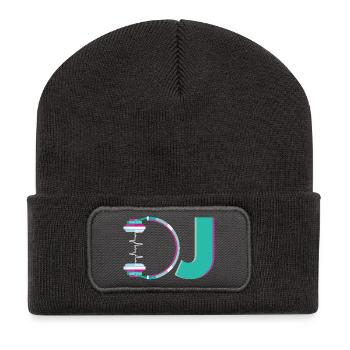 DJ Kopfhörer Musik DJing Discjockey Musiker DJ - Recycelte Patch Beanie - Dunkelgrau - Vorne